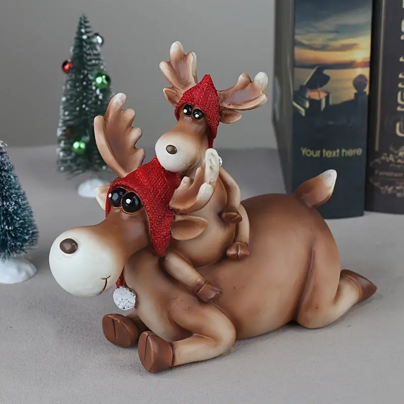 Mother  Reindeer Christmas Statue Festive Home Decor Ornament