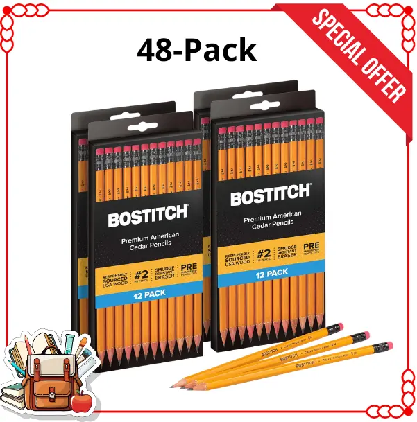 48 Pack Premium #2 Pencils, Pre-Sharpened HB Graphite, American Cedar Wood, Back to School Essentials for Students