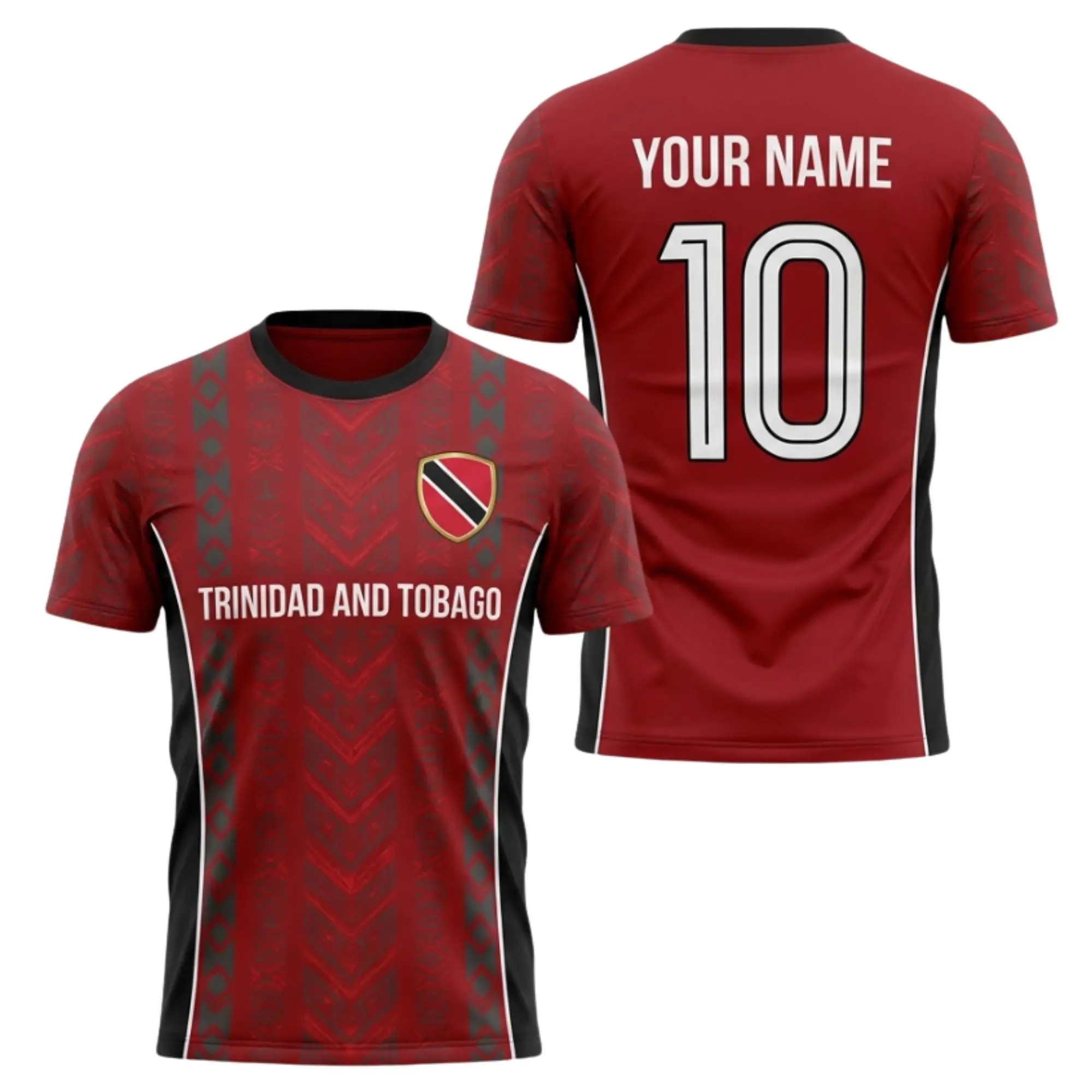 Custom Trinidad & Tobago Soccer Jersey  | Personalized Name & Number Football Shirt | Trendy Soca Warriors Caribbean Pride Aesthetic Streetwear Top