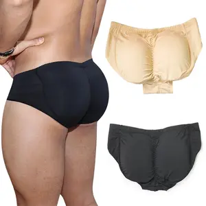 Men Padded Underwear Briefs Boxers Butt Lifter Hip Enhancer Shorts Body Shaper Comfortable Shapewear Bottom Pants Menswear Nylon Spandex Breathable Soft Sports Fabric Plain Elastic Lingerie Beige