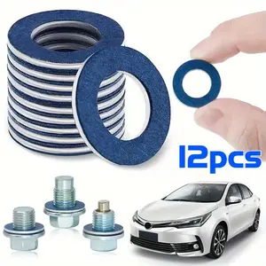 12pcs Oil Pan Drain Plug Gasket Replacement, Compatible with Engine Oil Pan, Original Part Number 90430-12031, Easy Installation