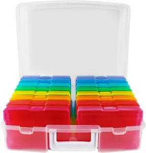 4" x 6" Photo Storage Box with 16 Inner Photo Cases  Holds Up to 1600 Photos  Multi-Colored Photo Organizer Keeper for Memories, Craft Supplies, Cards, Stickers & More