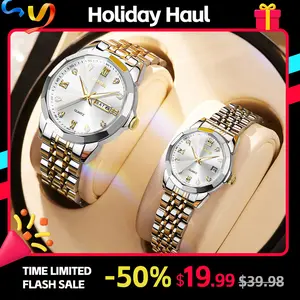 SKMEI Couple Quartz Watch Set, Classical Style with Roman Numeral Dials, Matching Metal Bands, 3ATM Water Resistant, Compact & Stylish Gift for Men & Women, Compact And Stylish, Classical Style Quartz Watches