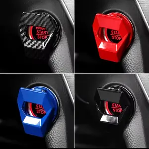 Car Engine Starter Button Cover - Available in Carbon fiber, Black, Red & Blue - Designed for Enhanced Style and an Explicit look.