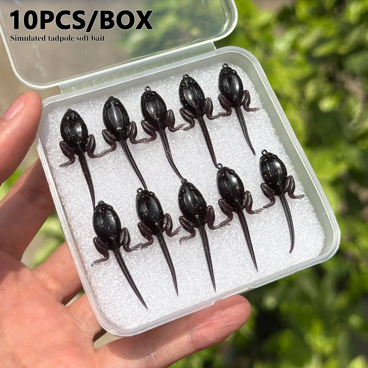 10pcs tadpole shaped soft bait with hook, artificial bait floating in water, realistic tadpole flying fishing bait, dark TPE floating material, suitable for freshwater and seawater fishing, Fishing Lures, Fishing Equipment, Fishing Supplies