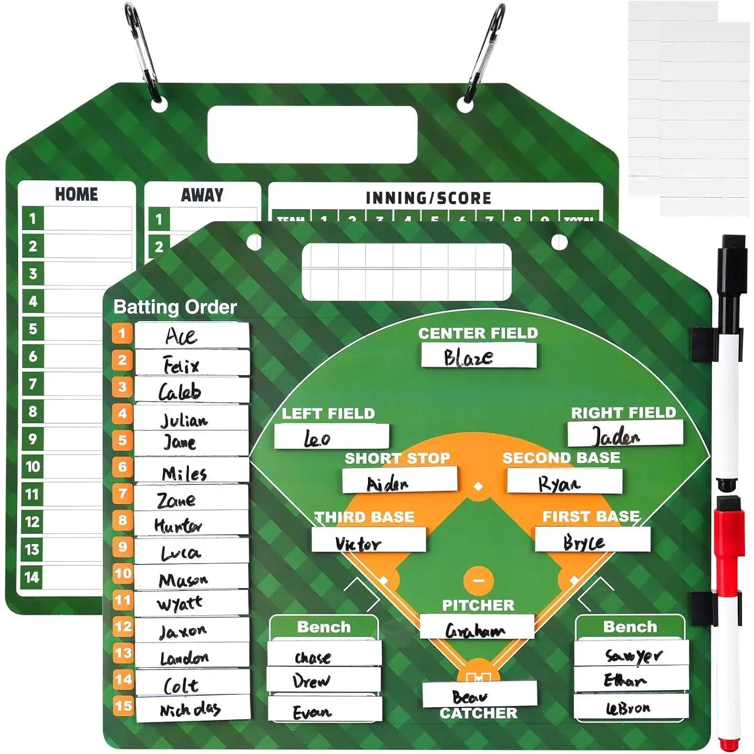 Magnetic Baseball Lineup Board with 40 Sheets-Dry Erase Baseball Clipboard for Coaches,Reusable Baseball Lineup Name Cards​,Essential Baseball Training Equipment​&Baseball Accessories for Mom&Coaches