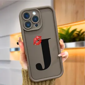 Initial J Soft Case for iPhone 17 Air 16 Pro Max 15 Plus 14 13 12 11 X XS Shockproof Drop Protection Rugged Durable Silicone Cover Anti-Scratch Festive Design Perfect Fit Anti-Scratch Protection