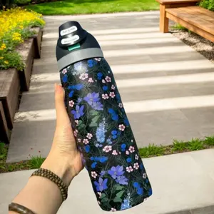 BFCxOwala Insulated Stainless Steel Water Bottle Double-Walled Design Straw Handle Vacuum Insulated Floral