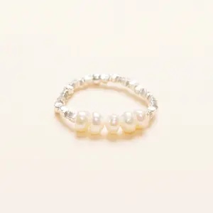 Pearl Silver Beaded Ring