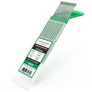 YESWELDER TIG Welding Tungsten Electrode - Pure Tungsten .040" 1/8" 1/16" 3/32" x 7" (Green, EWP) 10-pk