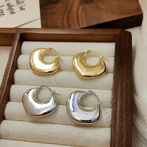 Glossy Plain Ring Earrings Earrings Geometric Love Metal Ear Buckles Earrings