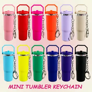 Mini Handheld Cup Keychain Kawaii Gift Set, 12-Piece Mixed Color Containers, Fits Lipstick and Small Accessories, Cute Practical Decorations, DIY Accessories, Keychain For Bags