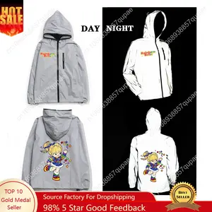 Rainbow Brite Reflective Jacket Anime Men Women Coat Hooded Windbreaker Run Pocket Jackets Cycling Hiking Zipper Custom Hoodie
