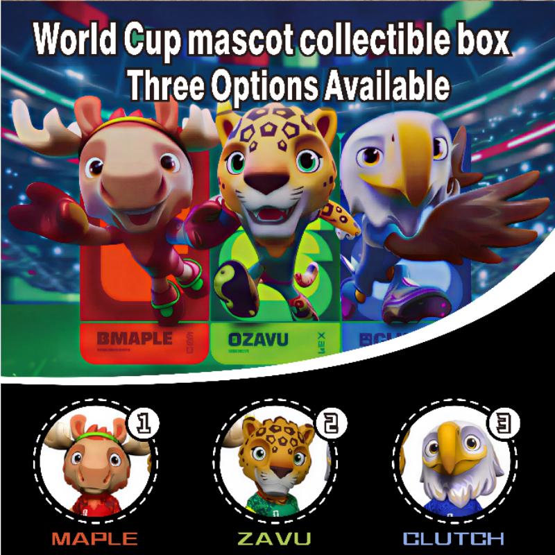 New 2026 cute mascot dolls from the United States, Canada and Mexico, cartoon figurines and gifts (1 box of 3), 9cm in size