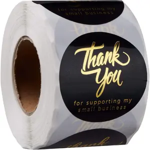 Thank You 1.5 Inch Stickers - 500 Self-Adhesive & Waterproof Stickers for Small Business - Strong and Durable (Black)