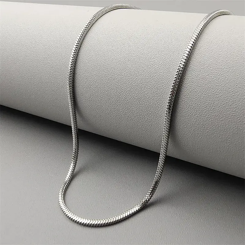 925 Sterling Silver Snake Chain Necklace, Dainty 19.7" Long Clavicle Fit for Unisex Everyday Wear, Hypoallergenic and Lightweight Material, 19.7" Length, Casual, Comfortable For All-Day Wear, Daily, Hypoallergenic Material, No Pendant