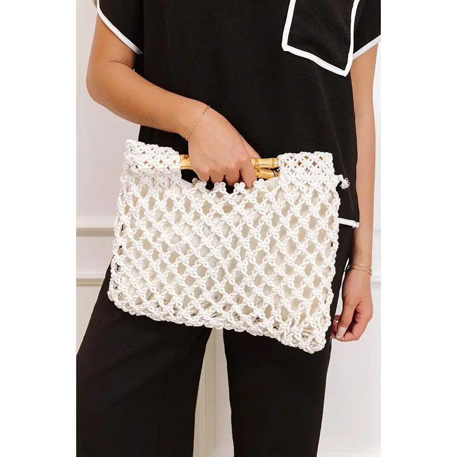 Coastal Cutie Crochet Clutch in Ivory