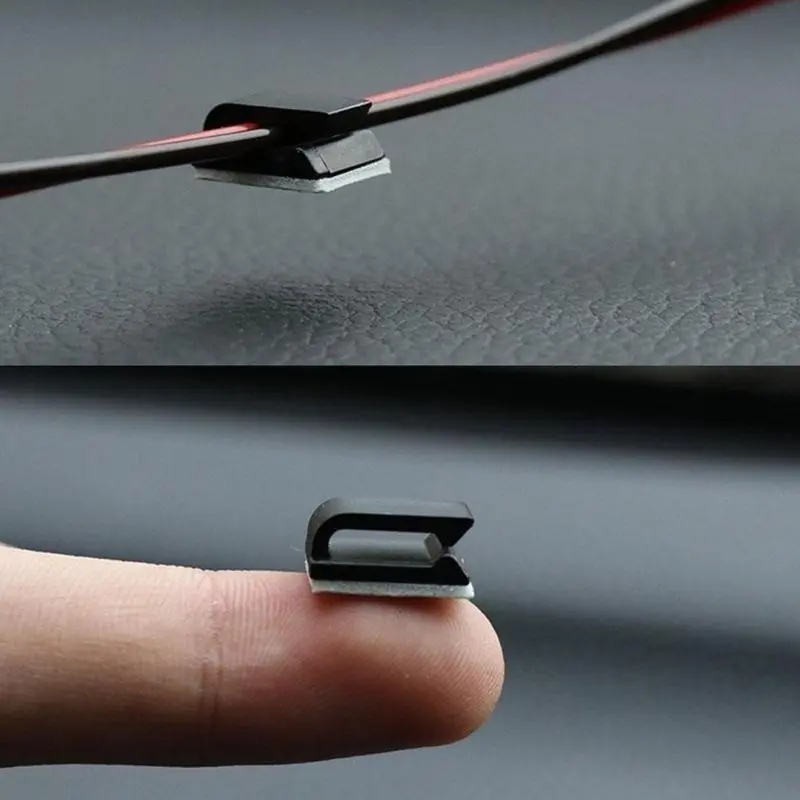 10pcs Self-adhesive Car Fixed Clip Car GPS Data Cable Light Cord Decorative Wire Fixing Organizer Wire Management Harness Clamp