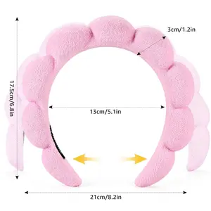 2 pack Spa Headbands for Washing Face or Facial, Set of 2 Skincare Headbands, Terry Cloth Headband Wash Combo Pack - Puffy Makeup Washing, Mask, Skin Treatment (Black & Pink)