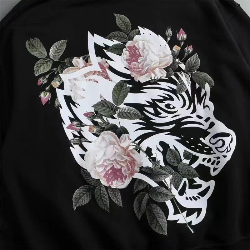Darcsport Wolf Head Rose Terry Sweater Loose Breathable Workout Top