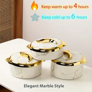 [linhouse]3 Pcs, Golden Touch Food Warmer, Thermal Casserole Dish Set with Lids, Insulated Stainless Steel Container for Hot & Cold Food, Serving Bowl for Buffets, Hot Pot Sets Food Warmer, Pots And Pans, Hot Pot Food Warmer Set, 1.5L+2L+2.5L