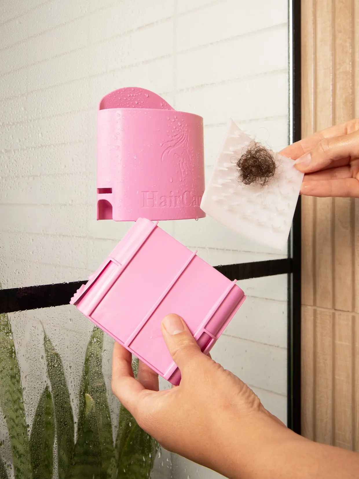 HairCan – The Chic Hair Catcher Storage Solution Trash Bin with Inner Can Spike Pad & Suction Cups for Hygiene Tool Organiser Clean Shower Adhesive Sticker Stray Hair Hair Loss Shedding Marble Surfaces