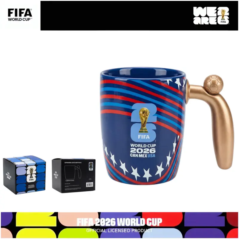 [FIFA World Cup 2026] Officially licensed ceramic coffee mug featuring a rotating soccer ball decoration. Leak-proof and heat-resistant, made from a ceramic alloy, reusable, and easy to clean—the perfect gift for soccer fans and men.