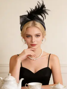 Feather Fascinators Headband Women's Tea Party Hat for Kentucky Derby, Cocktail, Wedding, Fancy Dress Party for Evening Wear and Special Occasion Vintage Looks Brooch Sweet and Cute Women's Hair Accessories Fashion Hair Accessories