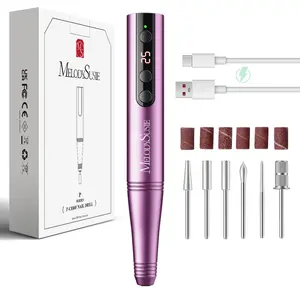 MelodySusie PC180F Cordless Electric Nail Drill Machine with 6 Nail Drill Bits, 25000RPM Rechargeable Nail Care Manicure Set for Acrylic Nail Art