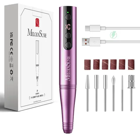 MelodySusie PC180F Cordless Electric Nail Drill Machine with 6 Nail Drill Bits, 25000RPM Rechargeable Nail Care Manicure Set for Acrylic Nail Art #Summervibes #DealsForYouDays