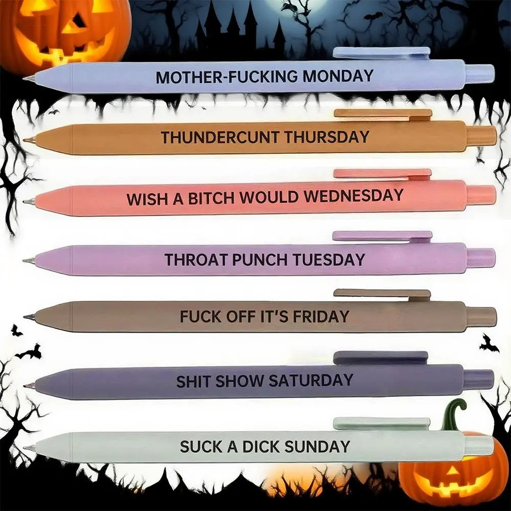 Funny Daily Quotes Grease Pencil Set, 7 Counts/set Daily Funny & Sarcastic Quotes Smooth Writing Pen, Unique Pens, Office Stationery & Supplies Funny Teacher Pens for new year gift