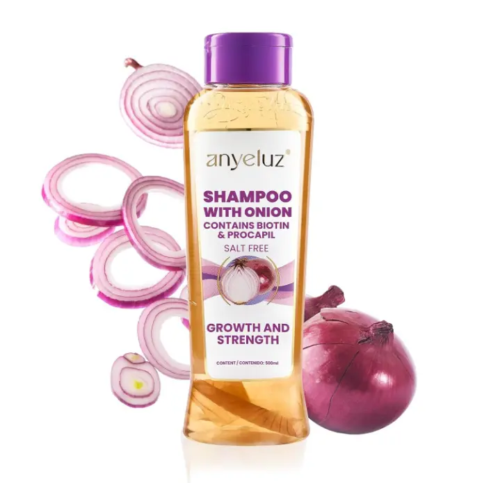 ANYELUZ Onion Shampoo for Oily Hair with Odorless Formula, 16.9 Fl Oz | Salt & Paraben Free, Botanical Extracts, Daily Cleansing, Fresh Feeling, All Hair Types