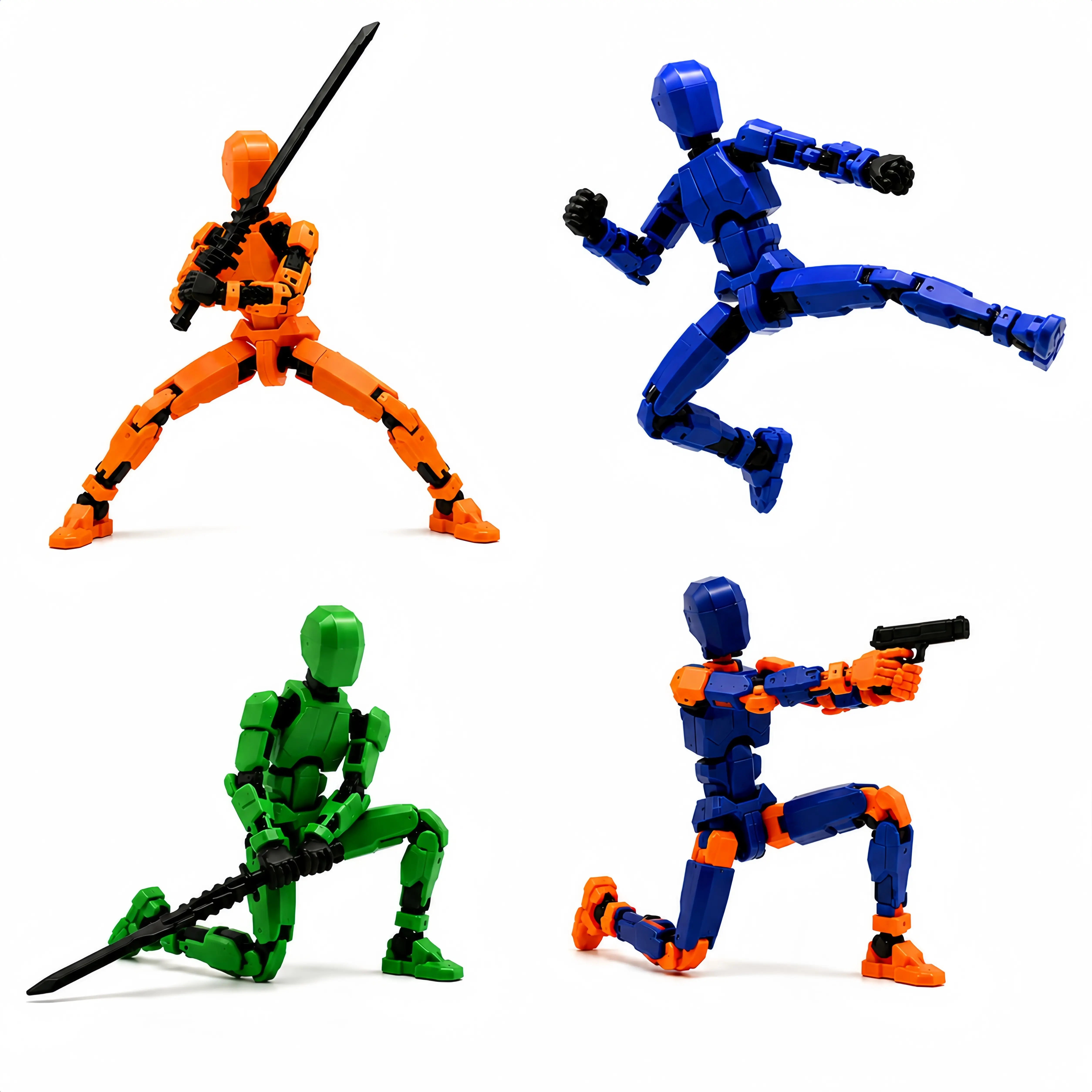 4Pcs Self-Assembly Fully Articulated Action Figures Buildable Set - Posable Joints, Plastic Parts, Weapon Accessories, Creative Play Desktop Decor for Kids & Collectors Ages 6+, Kids Toys, Boy Gifts
