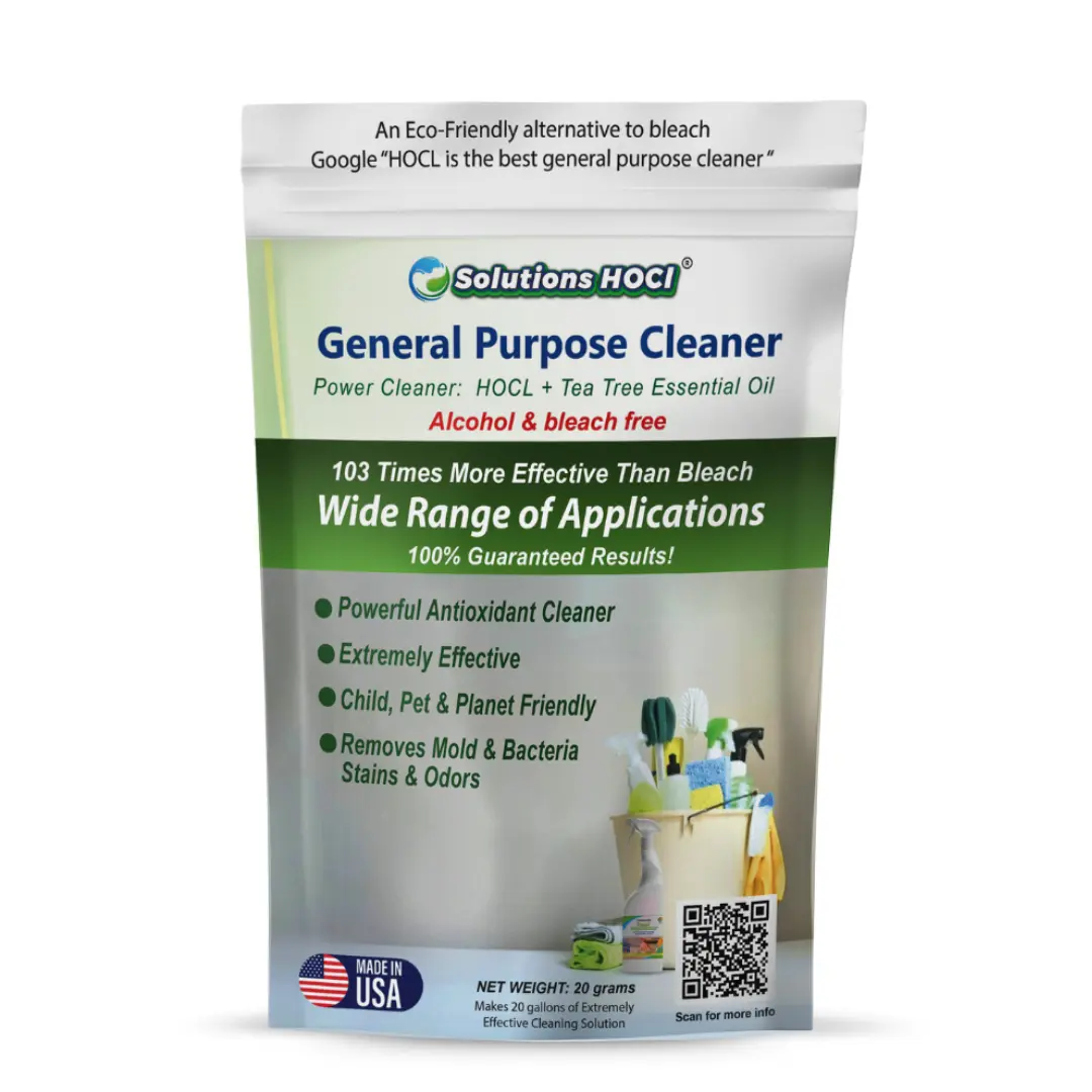 SolutionsHOCl All Purpose Powder Cleaner Fragrance Free 20g – Multi-Surface Cleaner for Kitchen Appliances, Stainless Steel, Grills, Tiles, Glass Cooktops – Eco-Friendly Cleaning Supplies