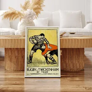 REDWOODSTOSEA Vintage Rugby At Twickenham Poster Unframed Wall Art For Living Room And Unique Home Decor Gifts Photo Glossy