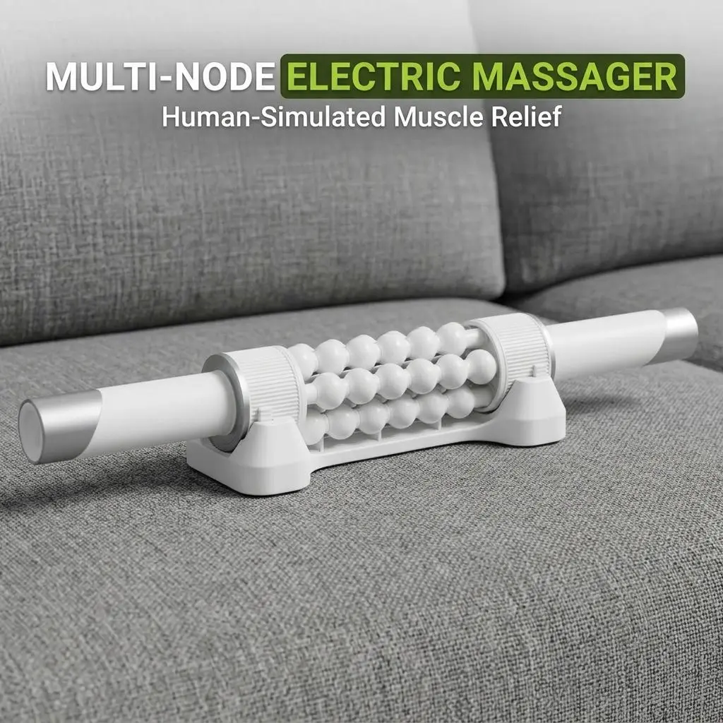 GENKI MAX 5-Speed 2-Mode Adjustable Handle Electric Rolling Massager - Removable, Daily Lymphatic Drainage, Muscle Recovery Fascia Roller for Back, Arms, Legs to Relieve Lymphedema, Lipedema, Lymphatic Drainage Products, Leg Massage Devices, Leg Pain Reli
