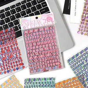 Vintage Style Colorful Letter Number Adhesive Stickers Kit, 10 Sheets, Retro 3D Design, Perfect for DIY Projects, Decorations, and Crafts