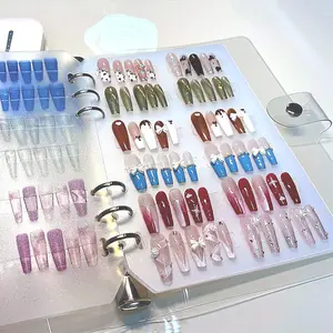 10-Pack Clear Press-On Nail Organizers, Empty Storage Display with Nail Tape - Salon Supplies