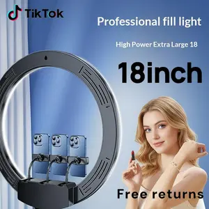 Large 18-Inch Ring Light with Tall 1.86m Retractable Tripod and 3 Smartphone Holders, Adjustable Warm White Cool White Daylight for Content Creation Vlogging and Makeup Photography#Easter Gift#SummerVibes