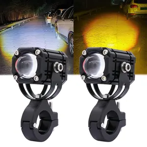 2 Pack High Intensity LED Motorcycle Auxiliary Lights Switchable White Amber Beam 360 Degree Rotatable Off Road Waterproof Driving Lights Motorbike Gear