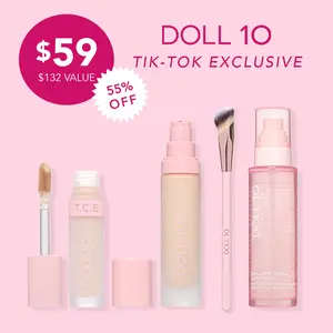 Full Coverage Base Bundle | TCE Foundation, TCE Concealer, Super Spray Serum, Concealer Brush Makeup Kit