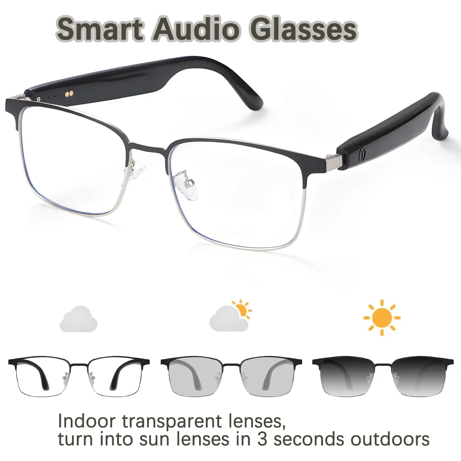 The 2026 new automatic dimming smart sunglasses feature automatic dimming, high-definition voice calls and HIFI music quality. They are smart audio glasses suitable for sports, driving and fishing, and are suitable for both men and women