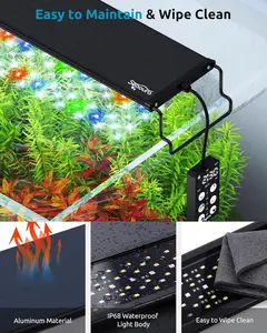 SEAOURA Aquarium Plant Light 24/7 Programmable Power-Off Memory 7-Row LED 18-24in Full Spectrum Fish Tank Lights 20 Brightness Dimmable Day & Night Cycle Adjustable Bracket IP68 Waterproof Full Spectrum for Aquarium Plant Growth freshwater aquarium light