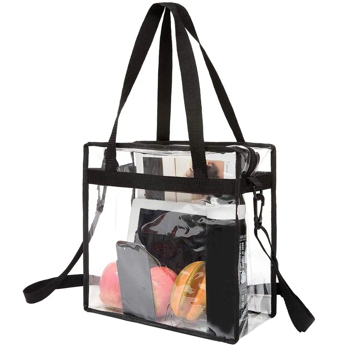 Clear Bags 12x6x12 Stadium Approved Tote Bag with Zipper Closure Sporty Pocket Design Waterproof Crossbody Shoulder Bag with Adjustable Strap Travel Gym Bag tote bag for women