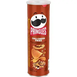 3x Pringles Chilli Cheese Fries - Savory Crisps Potato Chips Snack Salty Treats Party Food Lunchbox Munchies Hunger Relief Gourmet Cravings Spicy Flavored Appetizer Bundle Bulk Pack Wholesale Lot Value 5.5oz Sharp Zesty Crispy Crunch