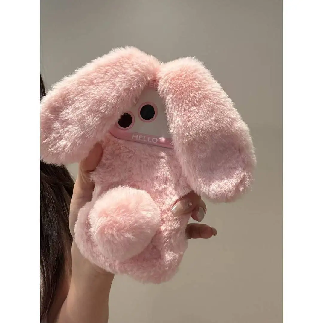 Plush Heart Rabbit Phone Case | Soft Case for Fall/Winter | Compatible with iPhone 17/16/15/14/13/12/11/XR