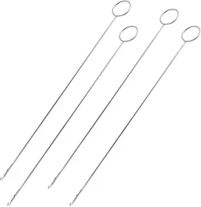 4 Pcs Sewing Hooks with Latch Hook Needle Crochet Hook Tool for Fabric Straps Tube Strips DIY Accessories