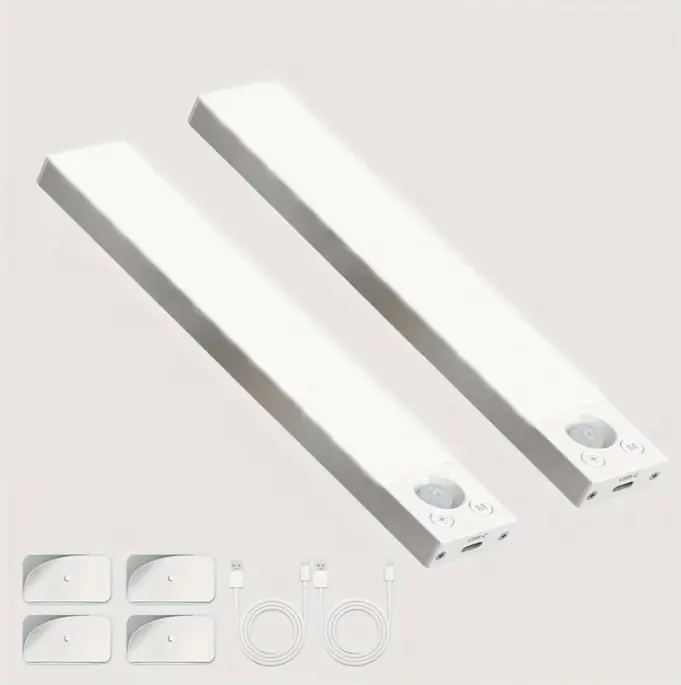 2 Pack Rechargeable Motion Sensor LED Under Cabinet Lights, Magnetic Wireless Closet Lights for Kitchen, Bedroom, Led Lights