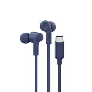Belkin USB-C Wired Earbuds with Adjustable Volume Limiter, Safe Listening, In-Line Mic & Volume Control, Tangle-Free Cable, Comfortable Fit, for USB-C Devices like iPad, Galaxy, Pixel & More, Black.