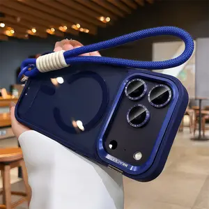 Comes with a drawstring stand phone case for IPhone 17 Pro Max 17 Pro Transparent magnetic Casing Shockproof Cover